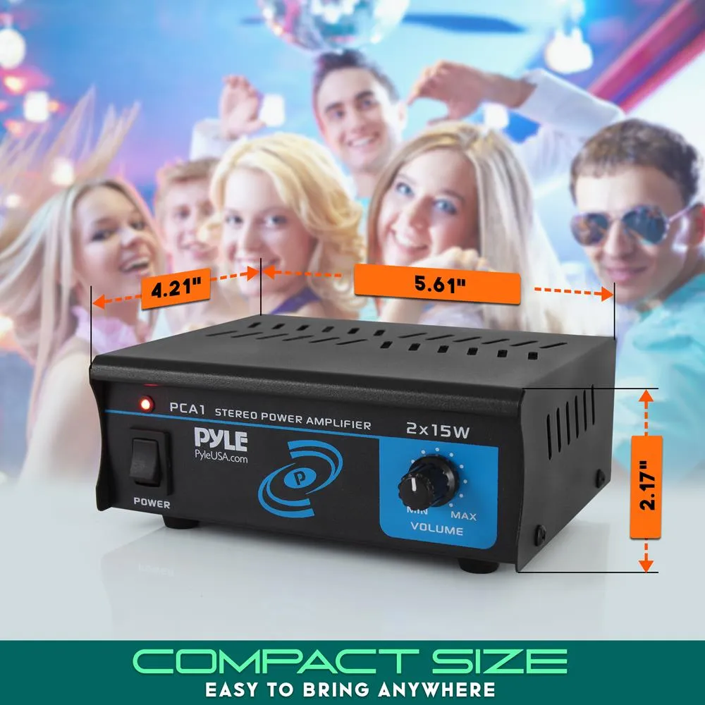 Desktop Bluetooth Audio Amplifier - Compact Mini Blue Series Stereo Power Amplifier, Wired Rca Connectors, Speaker Terminals, 30 Watt Max