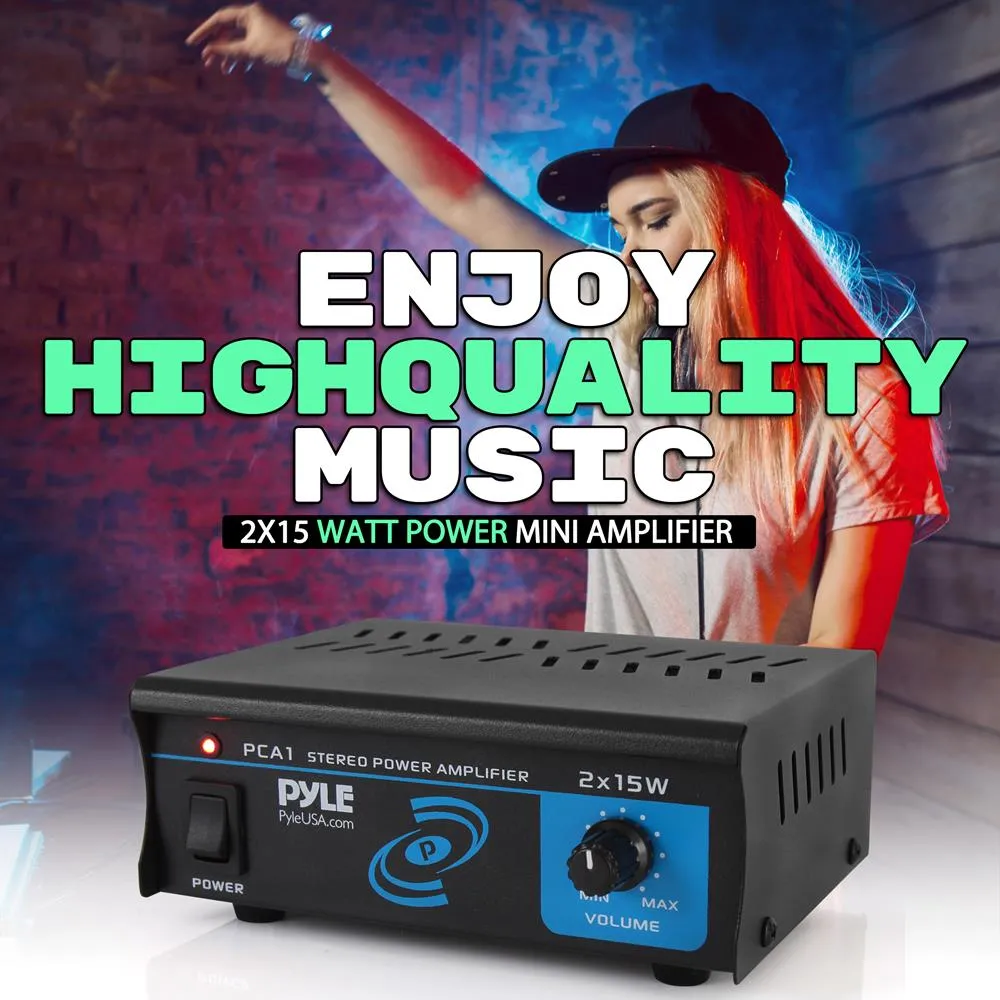 Desktop Bluetooth Audio Amplifier - Compact Mini Blue Series Stereo Power Amplifier, Wired Rca Connectors, Speaker Terminals, 30 Watt Max
