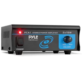 Desktop Bluetooth Audio Amplifier - Compact Mini Blue Series Stereo Power Amplifier, Wired Rca Connectors, Speaker Terminals, 30 Watt Max
