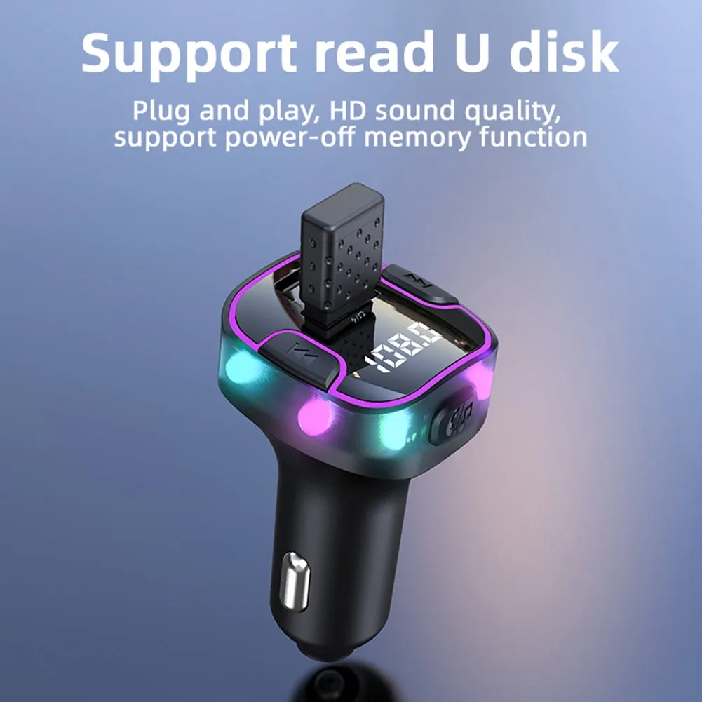 FM Transmitter Wireless USB Type C Car Charger Multi-functional