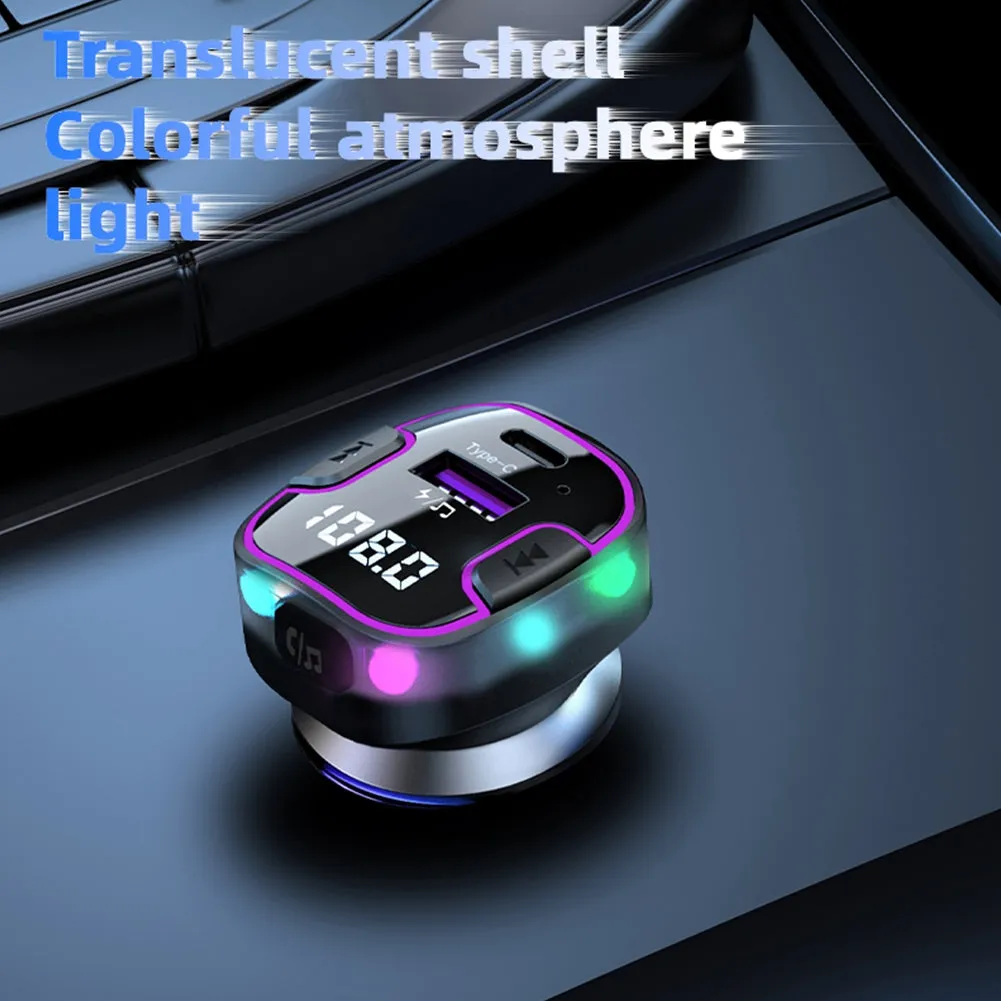FM Transmitter Wireless USB Type C Car Charger Multi-functional