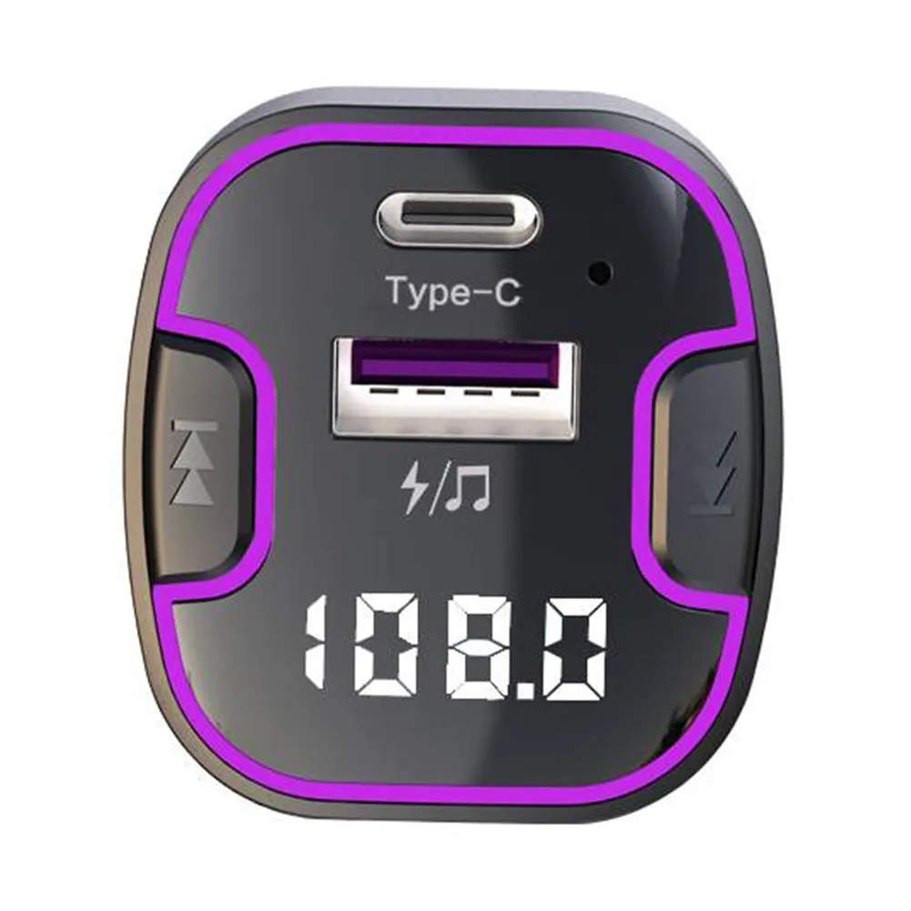 FM Transmitter Wireless USB Type C Car Charger Multi-functional