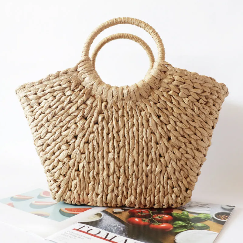 Handbag Bohemian Bag Angled Straw Bag