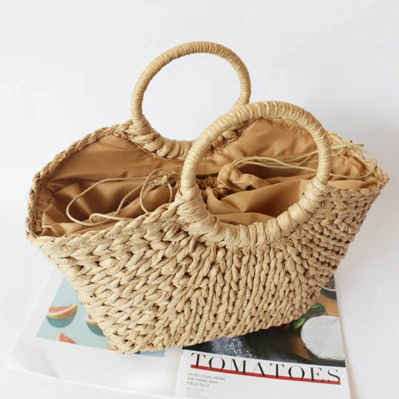 Handbag Bohemian Bag Angled Straw Bag