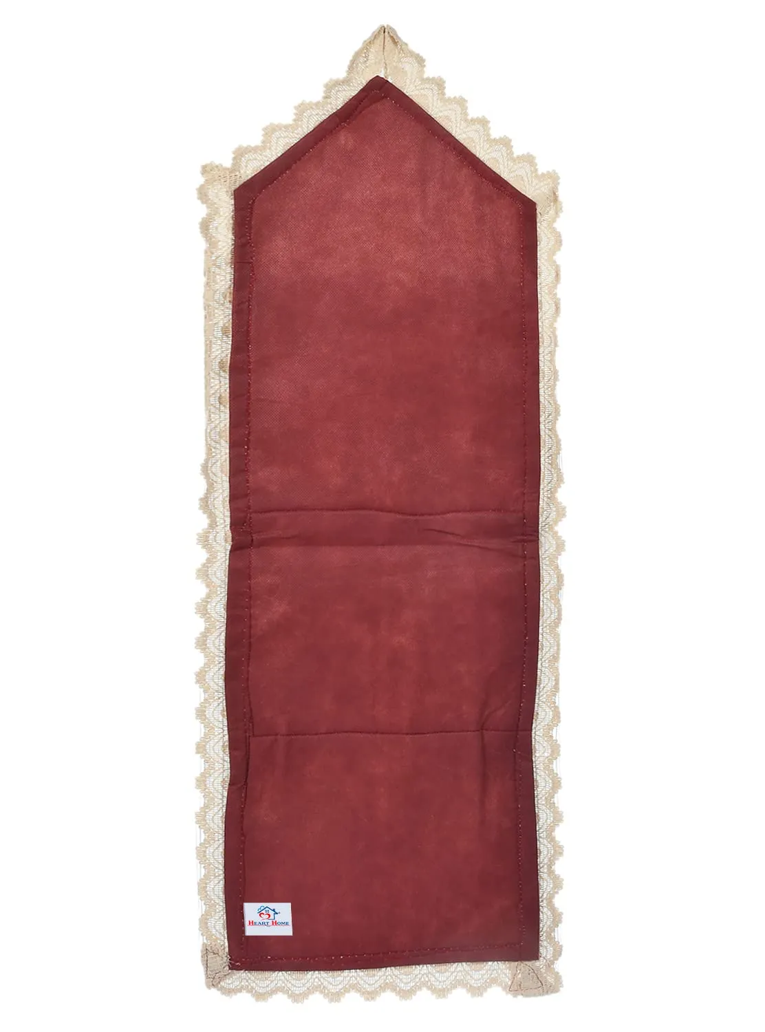 Heart Home Flower Printed Multiuses 3 Pockets Wall Hanging Storage Organizer/Holder For Home (Cream & Red)-50HH01175
