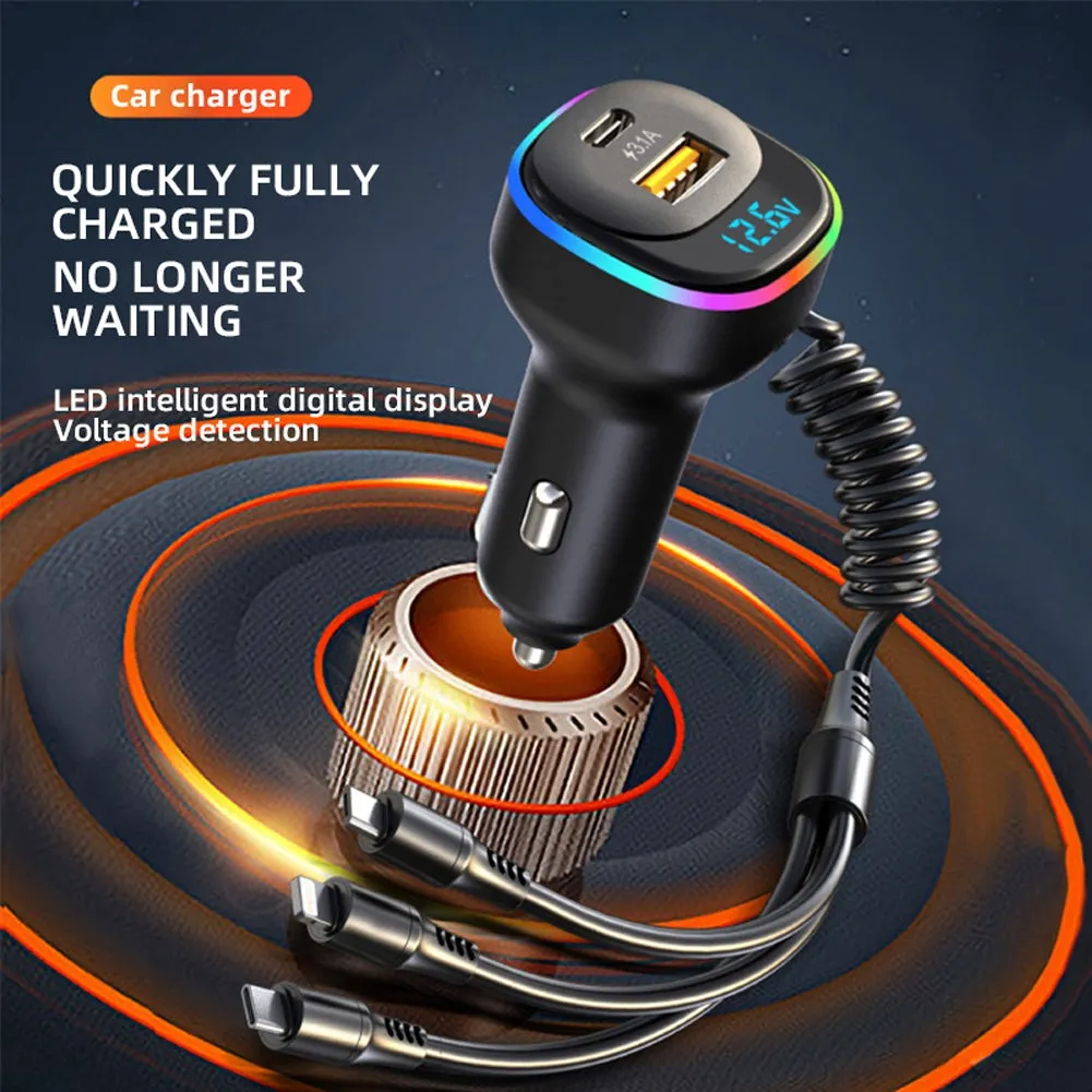 K2 Multi-functional Car Charger Display 12-24v Pd65w Qc3.0 Quick