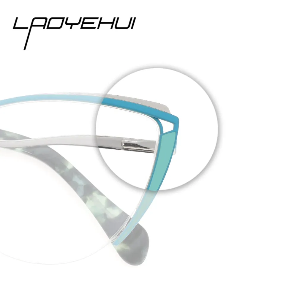 Laoyehui Women's Eyeglasses Cat Eye Alloy Reading Glasses 8369