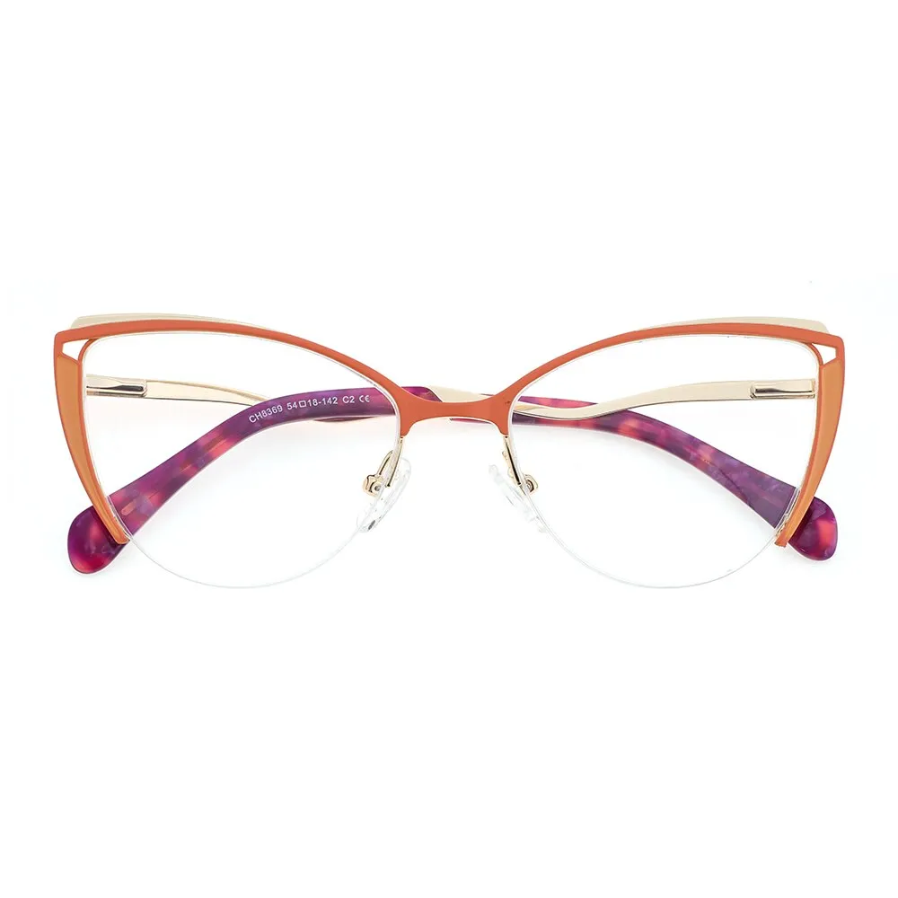 Laoyehui Women's Eyeglasses Cat Eye Alloy Reading Glasses 8369