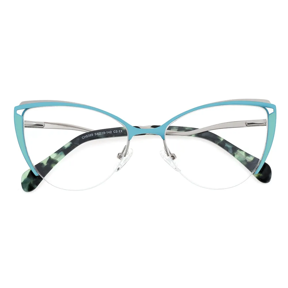 Laoyehui Women's Eyeglasses Cat Eye Alloy Reading Glasses 8369