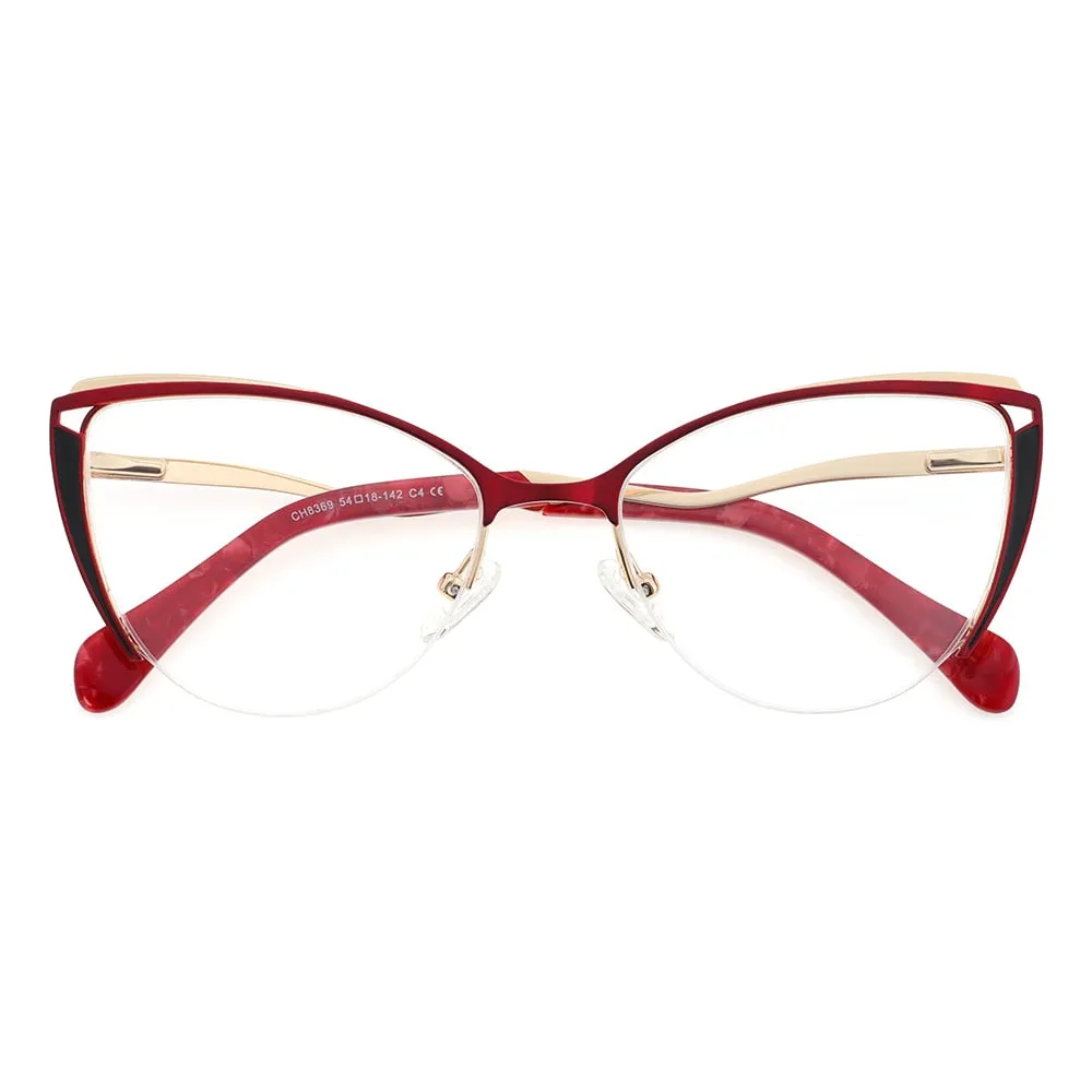 Laoyehui Women's Eyeglasses Cat Eye Alloy Reading Glasses 8369