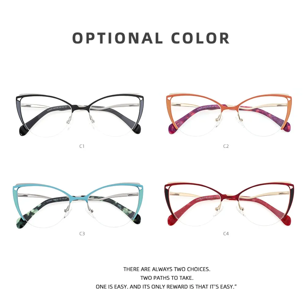 Laoyehui Women's Eyeglasses Cat Eye Alloy Reading Glasses 8369