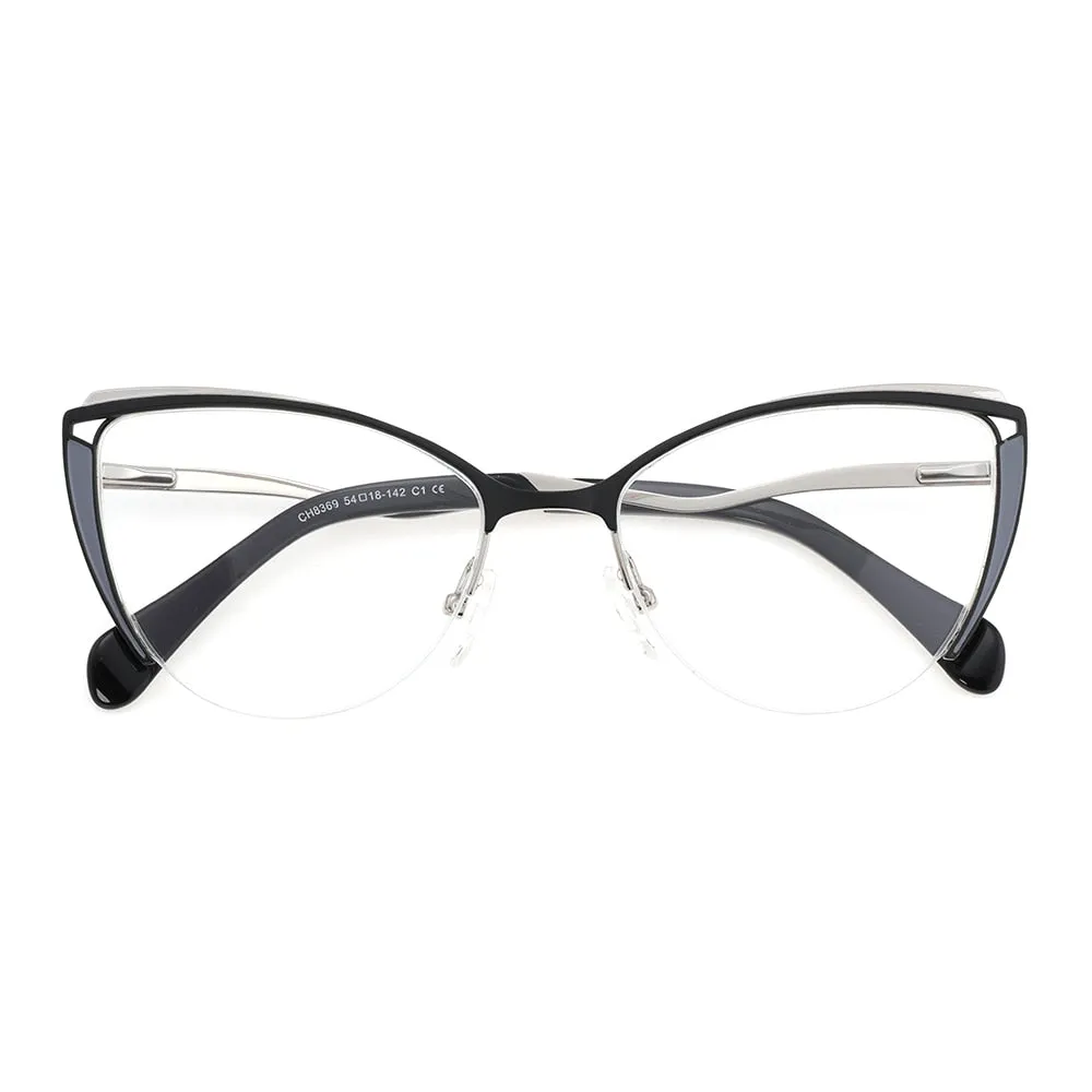 Laoyehui Women's Eyeglasses Cat Eye Alloy Reading Glasses 8369
