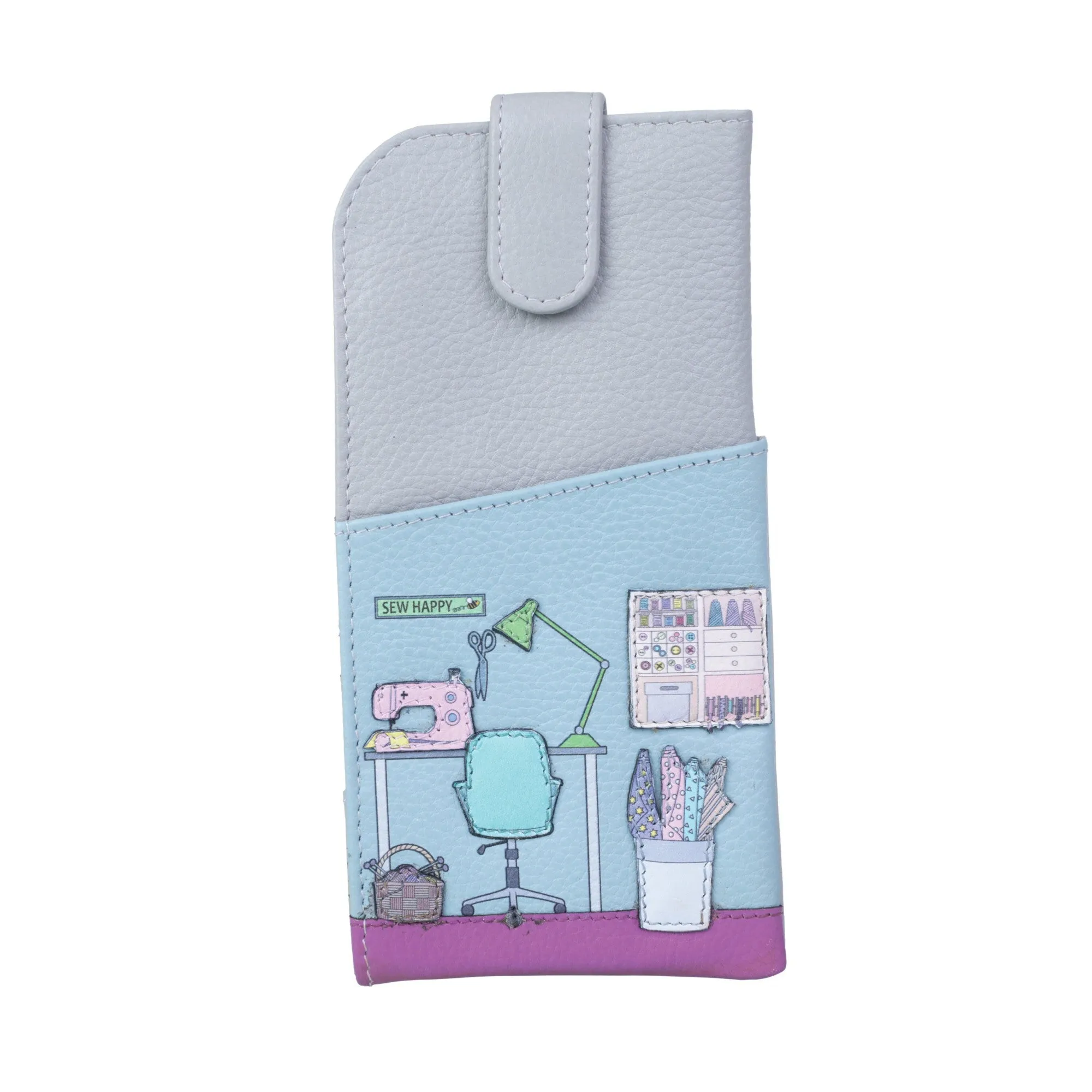 Mala Leather Grey The Sewing Room Glasses Case