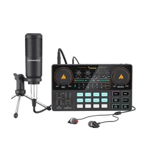 Maono AU-AM200-S1 All-In-One Podcast Production Studio with Microphone and Audio Interface with Mixer