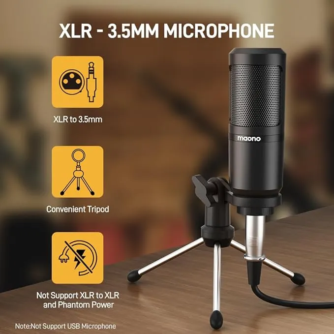 Maono AU-AM200-S1 All-In-One Podcast Production Studio with Microphone and Audio Interface with Mixer