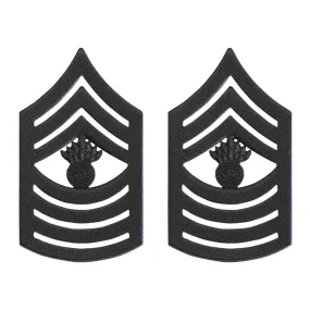 Marine Corps Chevron: Master Gunnery Sergeant - black metal, solid brass