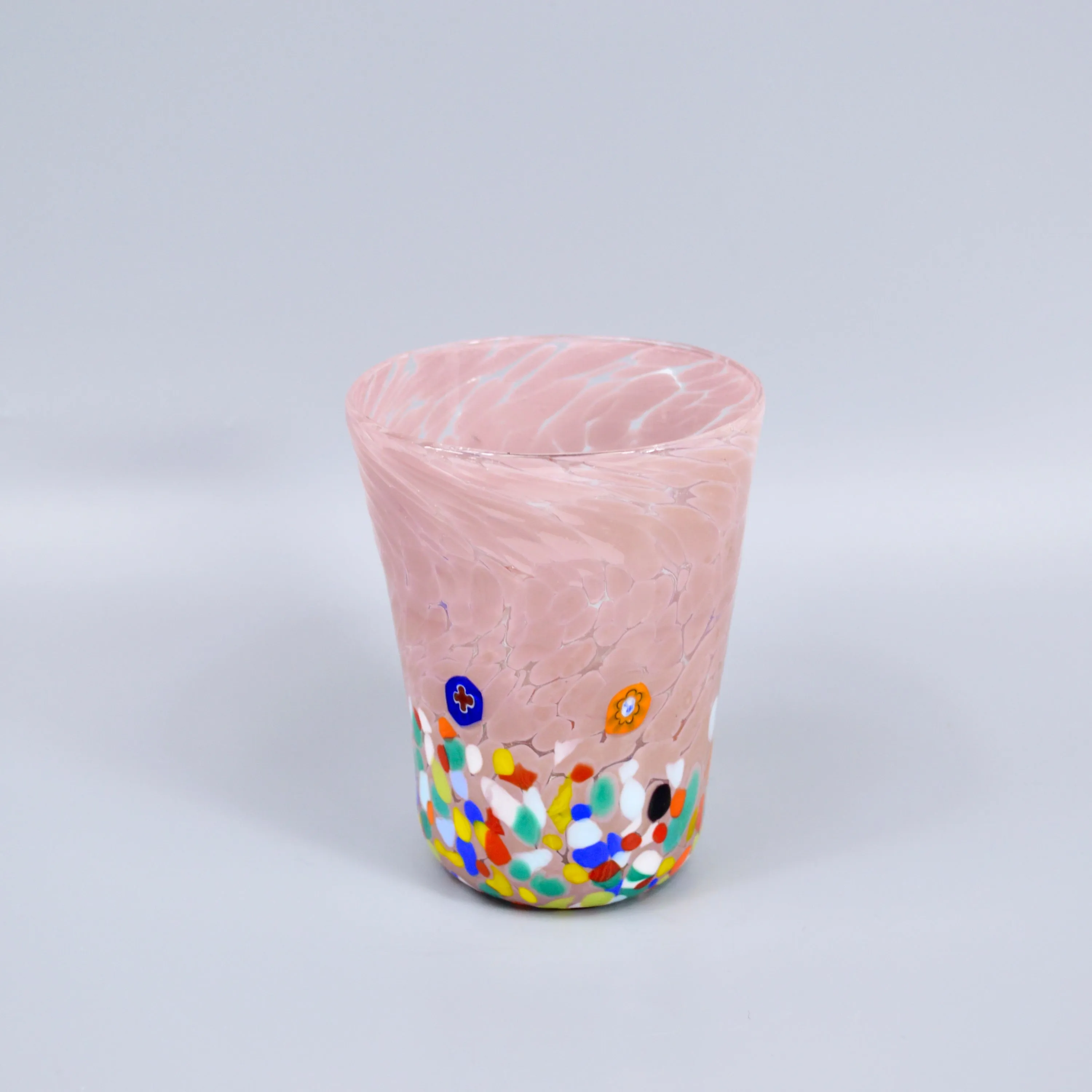 Medici Millefiori Murano Glass Tumbler, Pink & Black, Set of 4