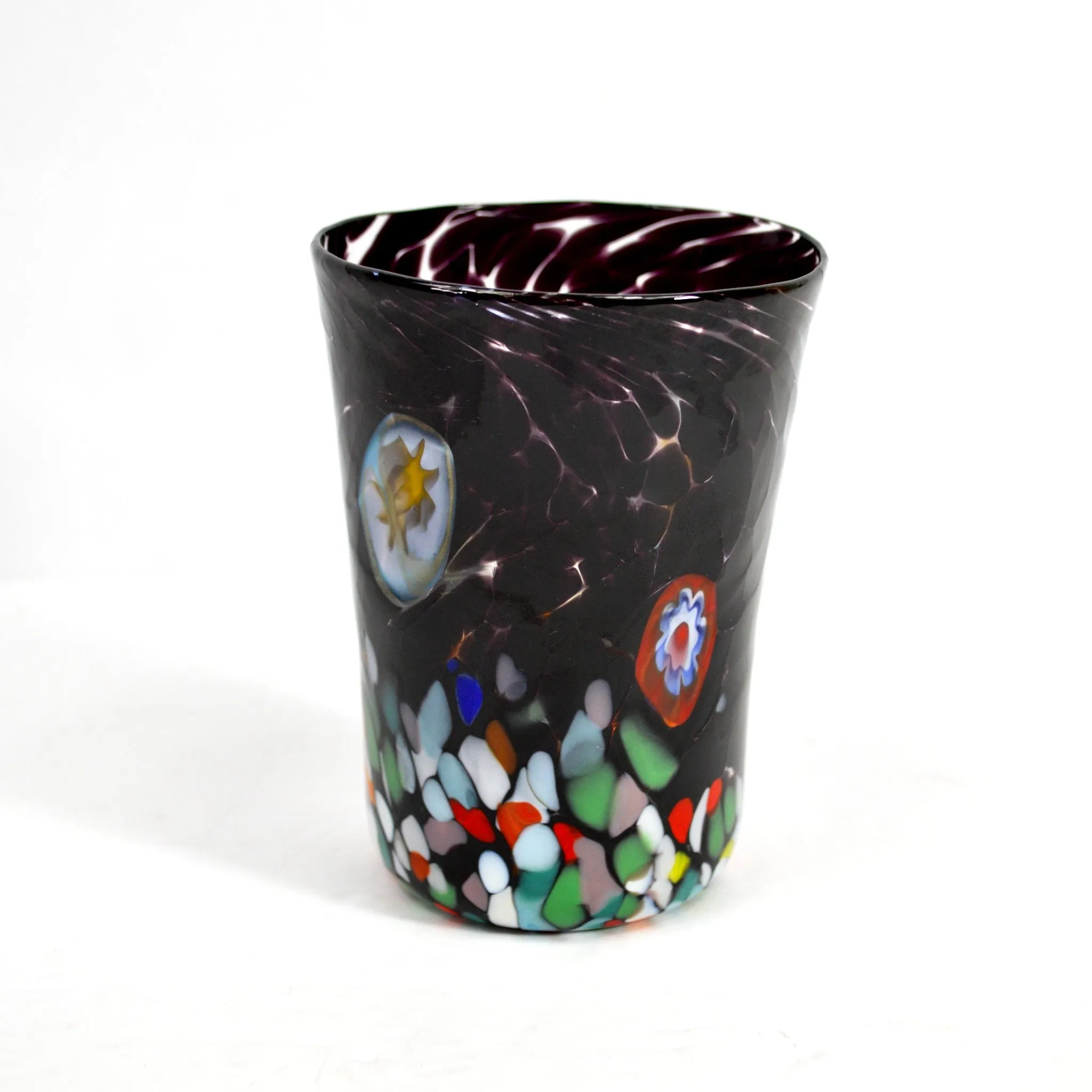 Medici Millefiori Murano Glass Tumbler, Pink & Black, Set of 4