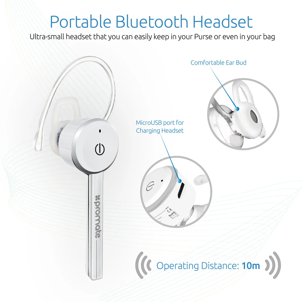 Multipoint Bluetooth 4.1 Earphone with Noise Cancelling Microphone and Music Streaming