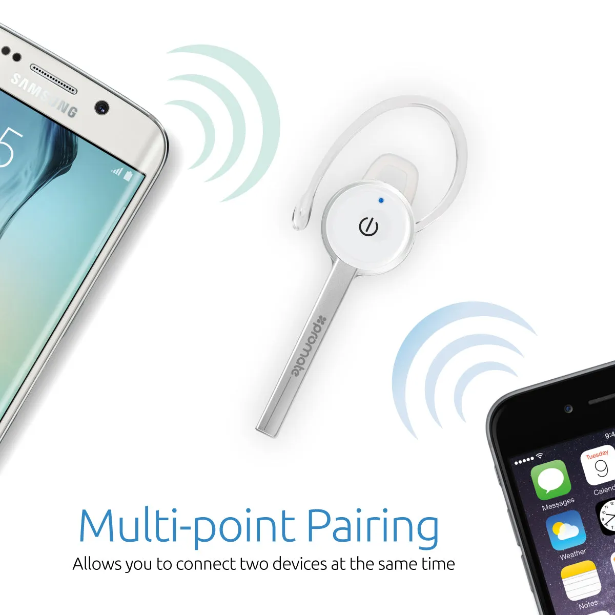Multipoint Bluetooth 4.1 Earphone with Noise Cancelling Microphone and Music Streaming