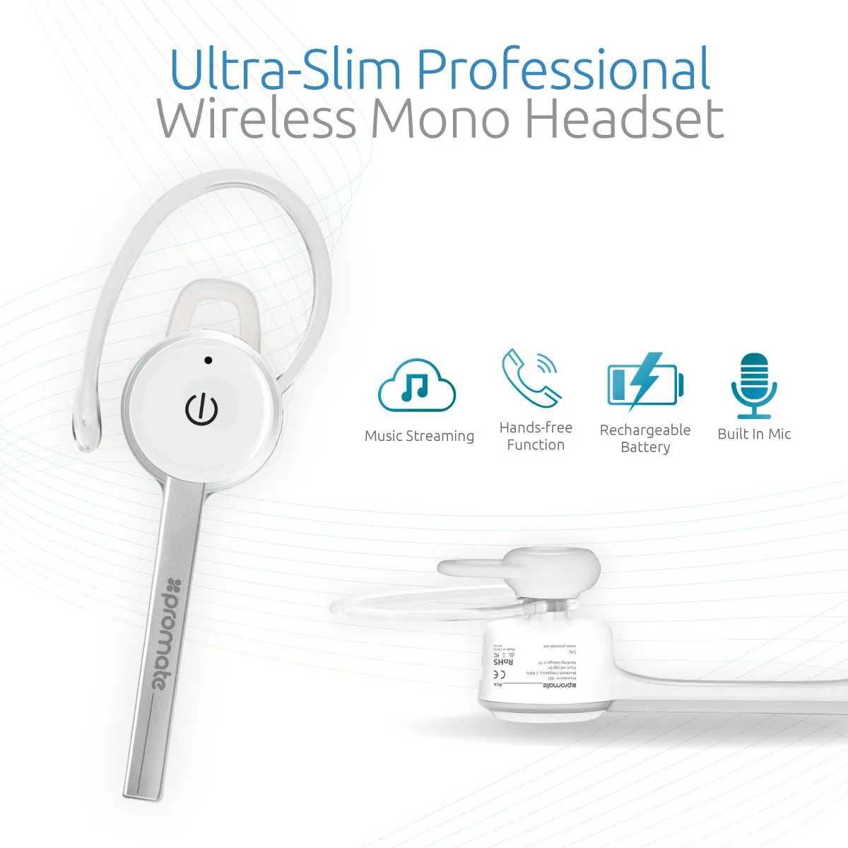 Multipoint Bluetooth 4.1 Earphone with Noise Cancelling Microphone and Music Streaming
