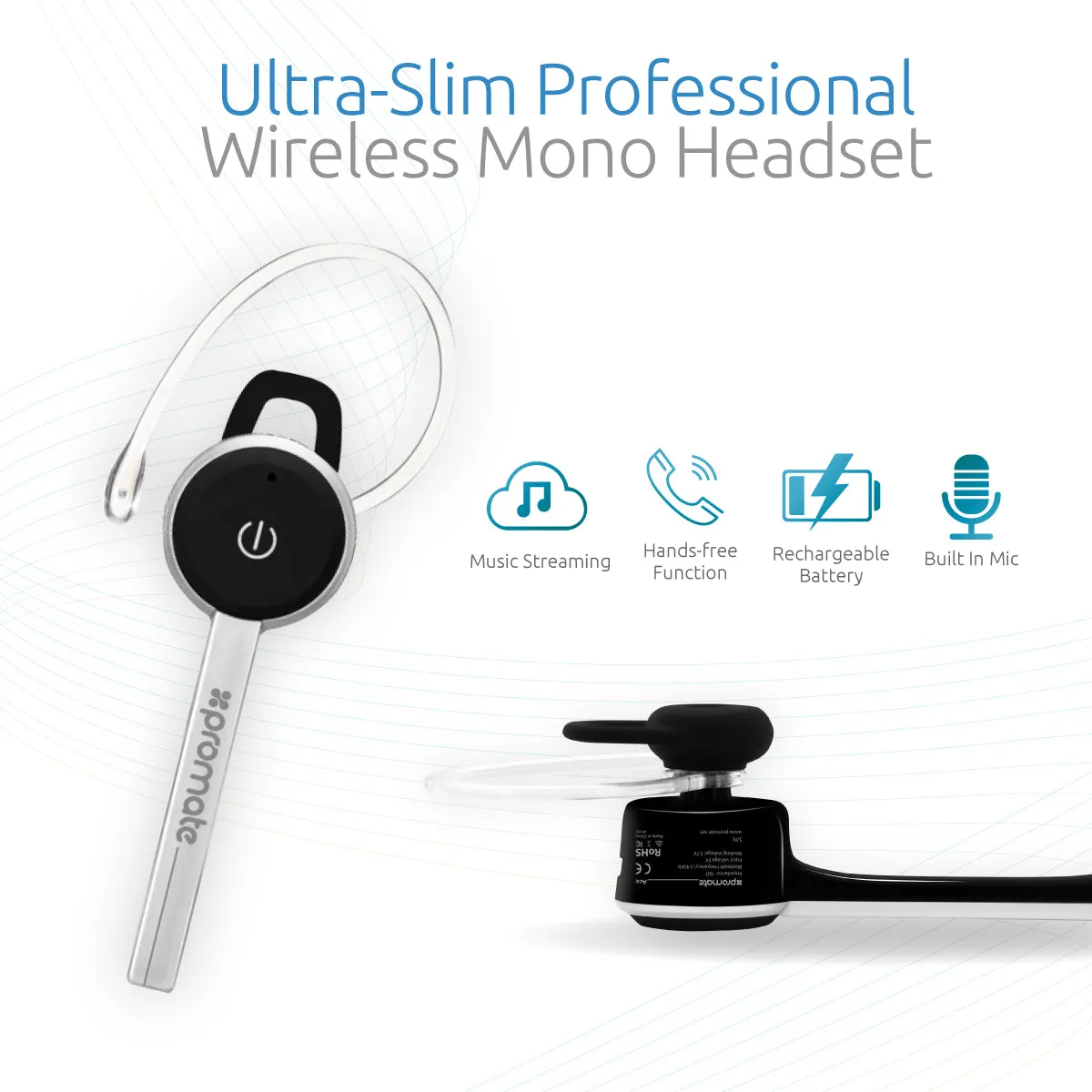 Multipoint Bluetooth 4.1 Earphone with Noise Cancelling Microphone and Music Streaming