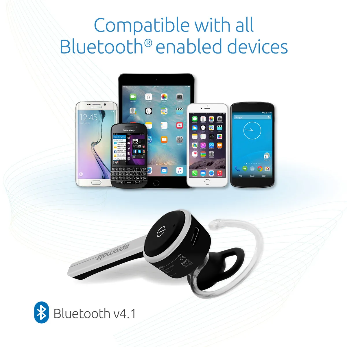 Multipoint Bluetooth 4.1 Earphone with Noise Cancelling Microphone and Music Streaming