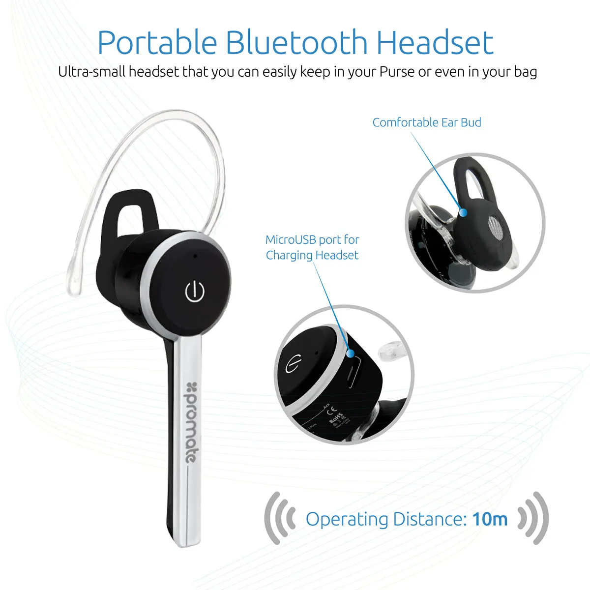 Multipoint Bluetooth 4.1 Earphone with Noise Cancelling Microphone and Music Streaming