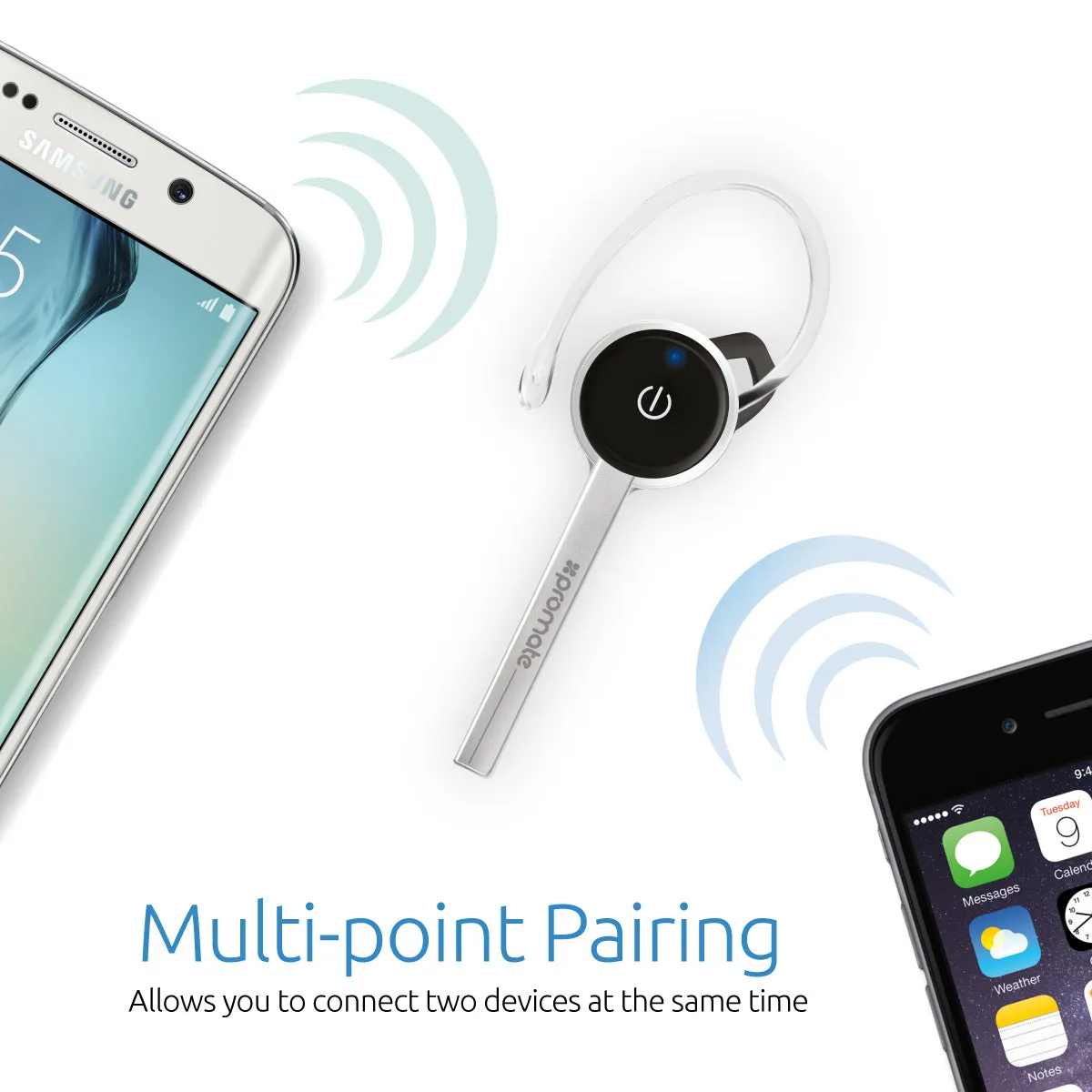 Multipoint Bluetooth 4.1 Earphone with Noise Cancelling Microphone and Music Streaming