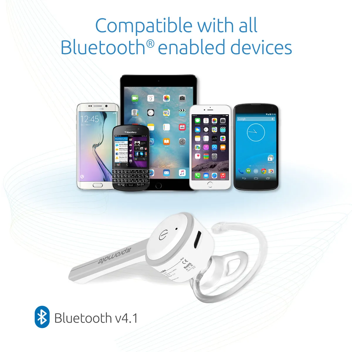 Multipoint Bluetooth 4.1 Earphone with Noise Cancelling Microphone and Music Streaming