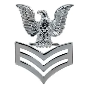 Navy Cap Device: E6 Petty Officer First Class - silver