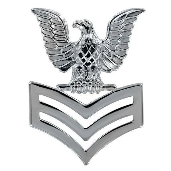 Navy Cap Device: E6 Petty Officer First Class - silver