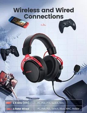 New in box! Mpow Air 2.4G Wireless Gaming Headset for PS5/PS4/PC Computer Headset with Dual Chamber Driver, Up to 17 hours of Use, Noise Cancelling Mic, 3D Bass, Ultra Light Over-Ear Gaming Headphones for Switch