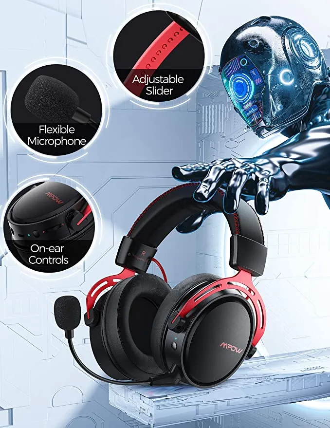 New in box! Mpow Air 2.4G Wireless Gaming Headset for PS5/PS4/PC Computer Headset with Dual Chamber Driver, Up to 17 hours of Use, Noise Cancelling Mic, 3D Bass, Ultra Light Over-Ear Gaming Headphones for Switch