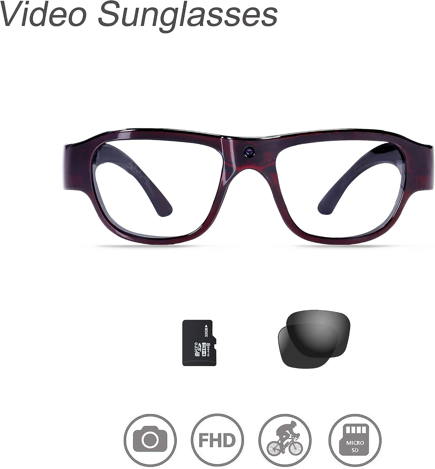 OhO Camera Sunglasses, 32GB Ultra HD Outdoor Sports Action Camera with Built in 16MP Camera and Polarized UV400 Protection Safety Lens