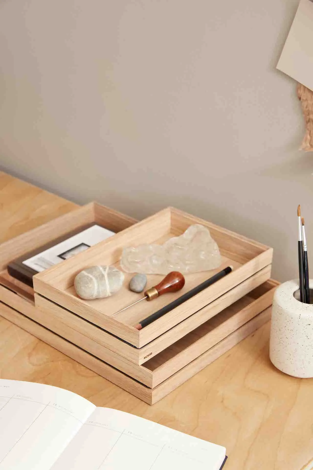 Organise Wooden Tray | Oak & Rubber | Small | by Moebe