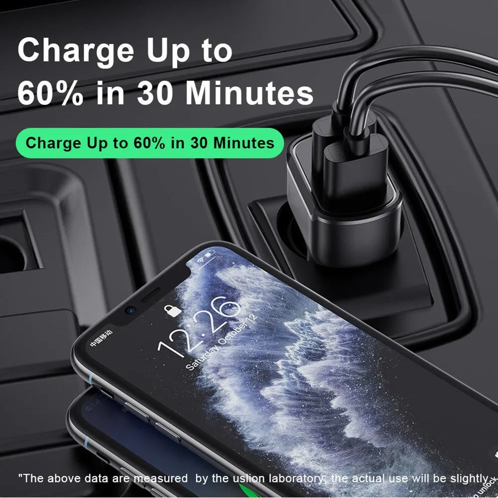 Pd 2.4a Type-c Dual Usb Car Charger 30w Charging Adapter