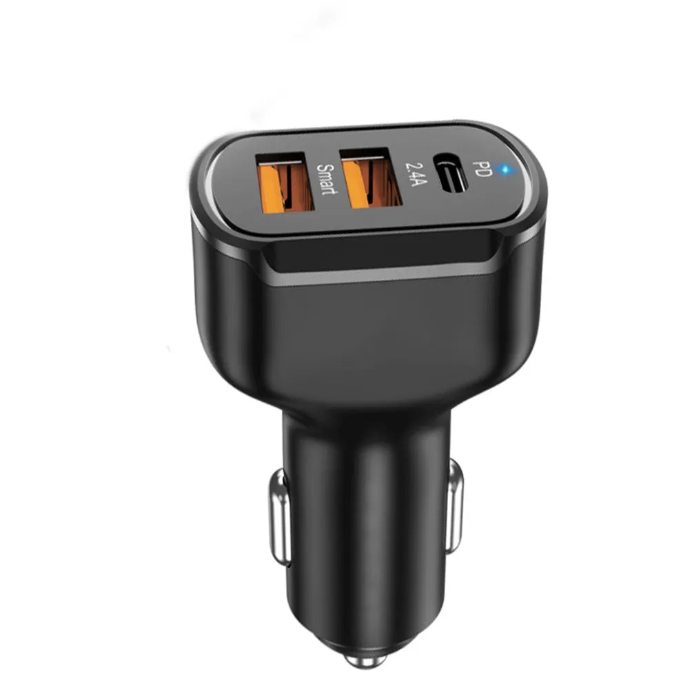 Pd 2.4a Type-c Dual Usb Car Charger 30w Charging Adapter