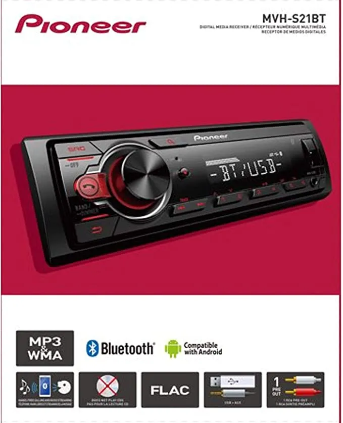 Pioneer MVH-S21BT Stereo Single DIN Bluetooth In-Dash USB MP3