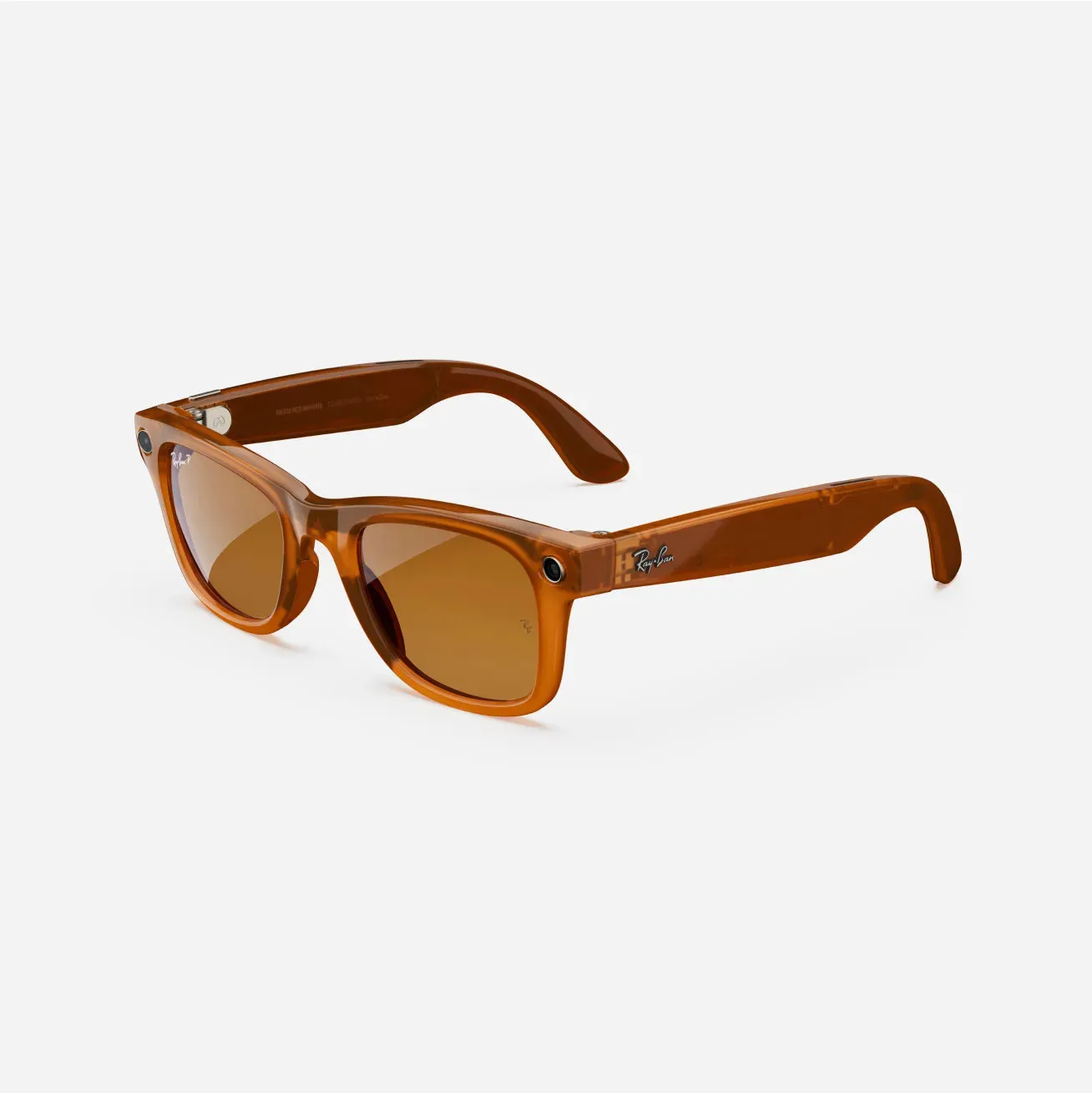 Ray-Ban Meta Wayfarer - (F) Shiny Caramel Transparent - (L) Brown Polarised - (Large)