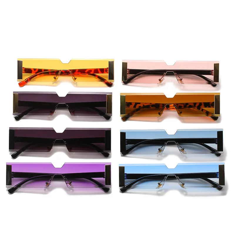 Rectangular one-piece sunglasses fashion catwalk net red sunglasses with the same style