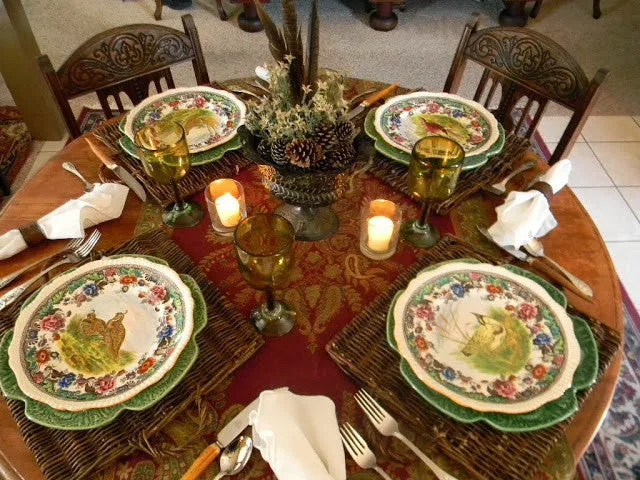 Set of 4 Green Majolica Pinheiro Bordallo Cabbage Leaf Charger Plates 12.25"