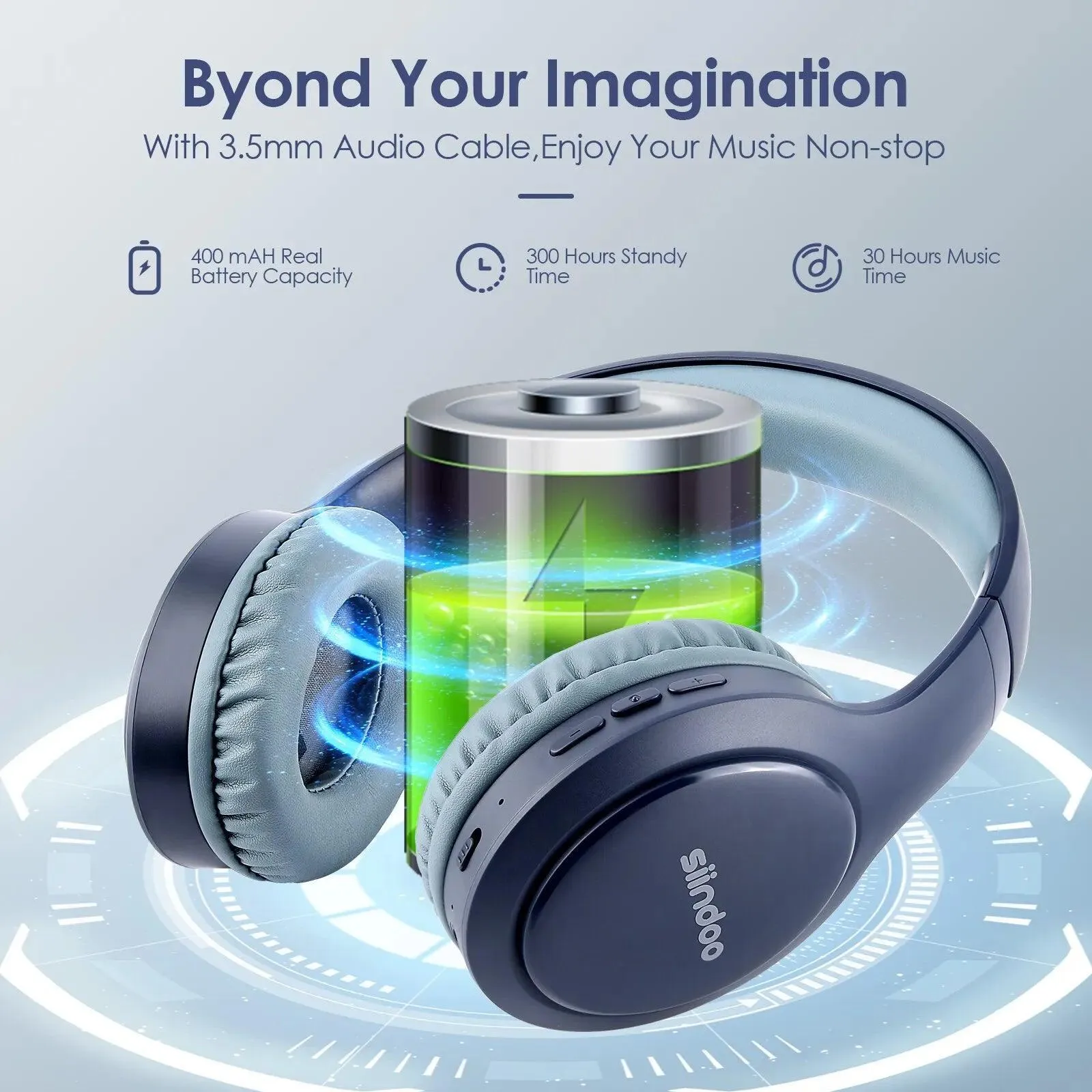Siindoo Bluetooth Headphones: Superior Sound Quality with Powerful Bass and Long Battery Life