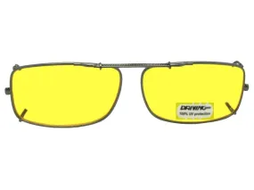 Slim Rectangle Shape Non Polarized Yellow Lens Clip-on Sunglasses
