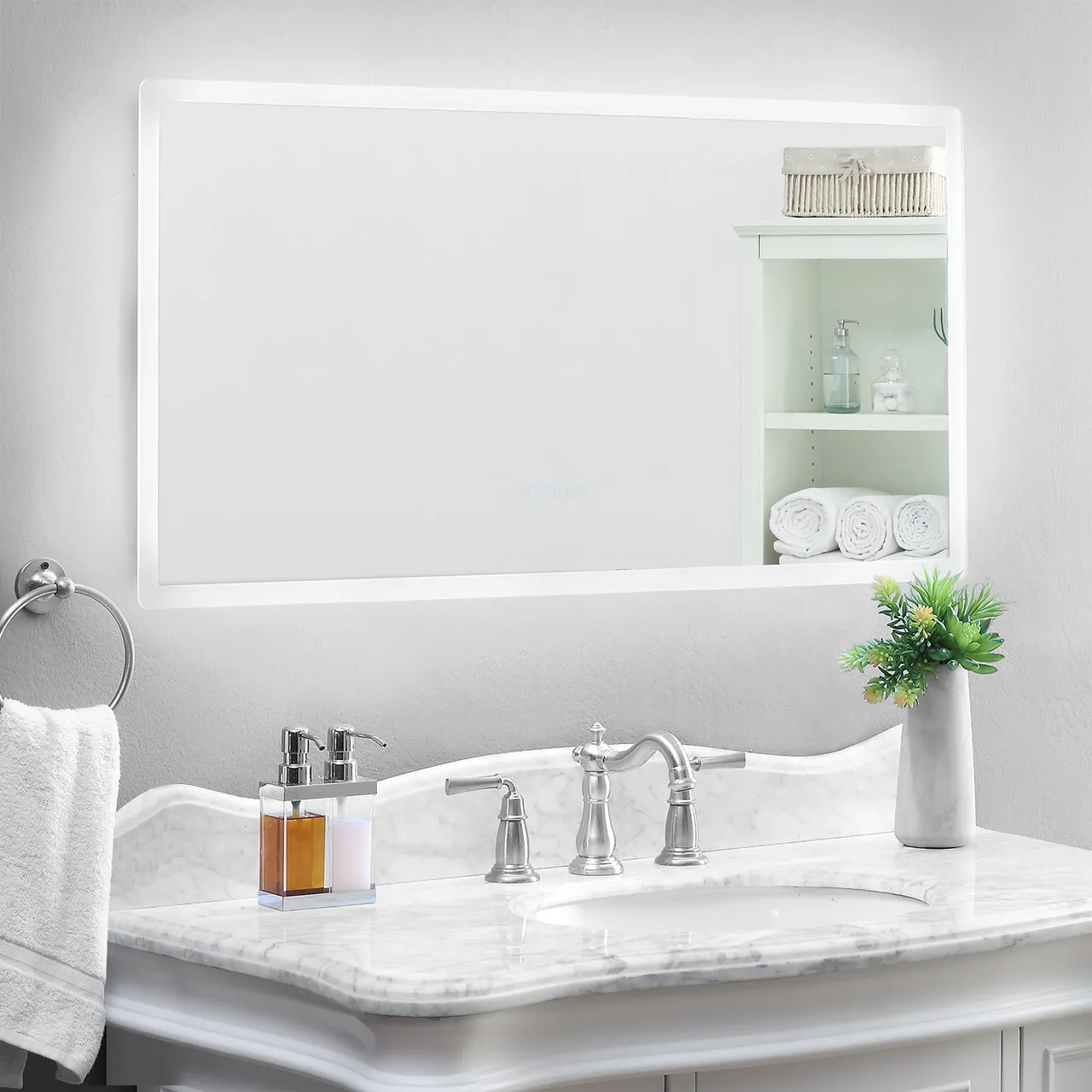 smartLED Illuminated Fog-Free Bathroom Mirror with Built-In Bluetooth Speakers and Dimmer