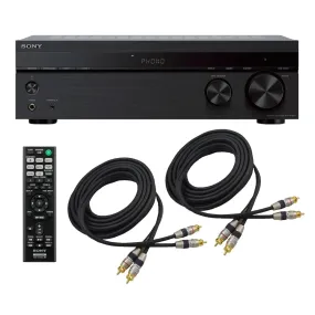Sony STRDH190 2 Channel Stereo Receiver Phono Inputs and Bluetooth with 2 RCA Cables Combo