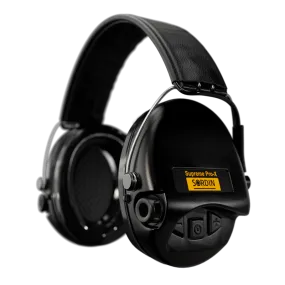 Sordin Supreme Pro-X Electronic Hearing Protection - Black Leather Headband Black Cup Colour
