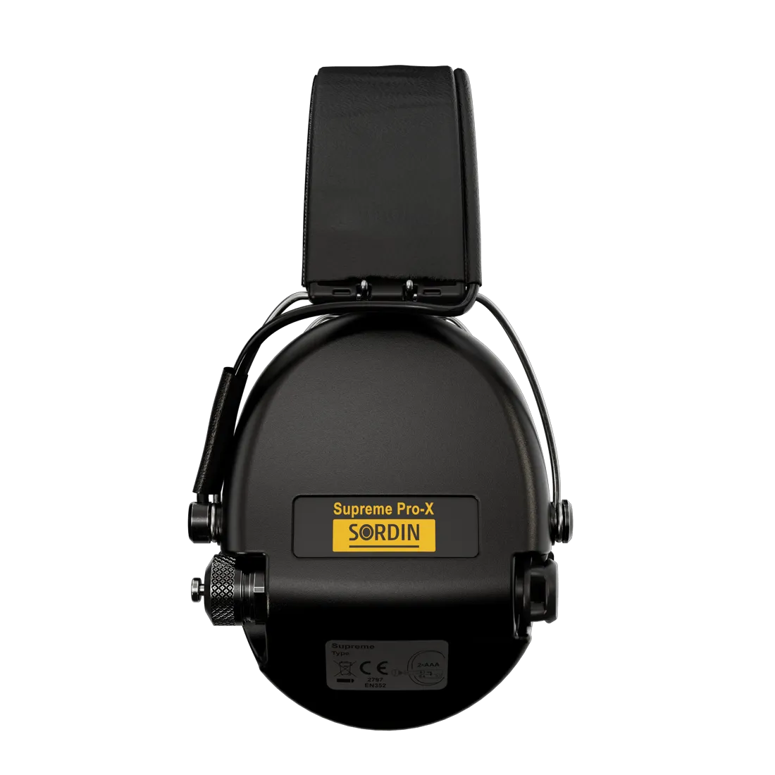 Sordin Supreme Pro-X Electronic Hearing Protection - Black Leather Headband Black Cup Colour