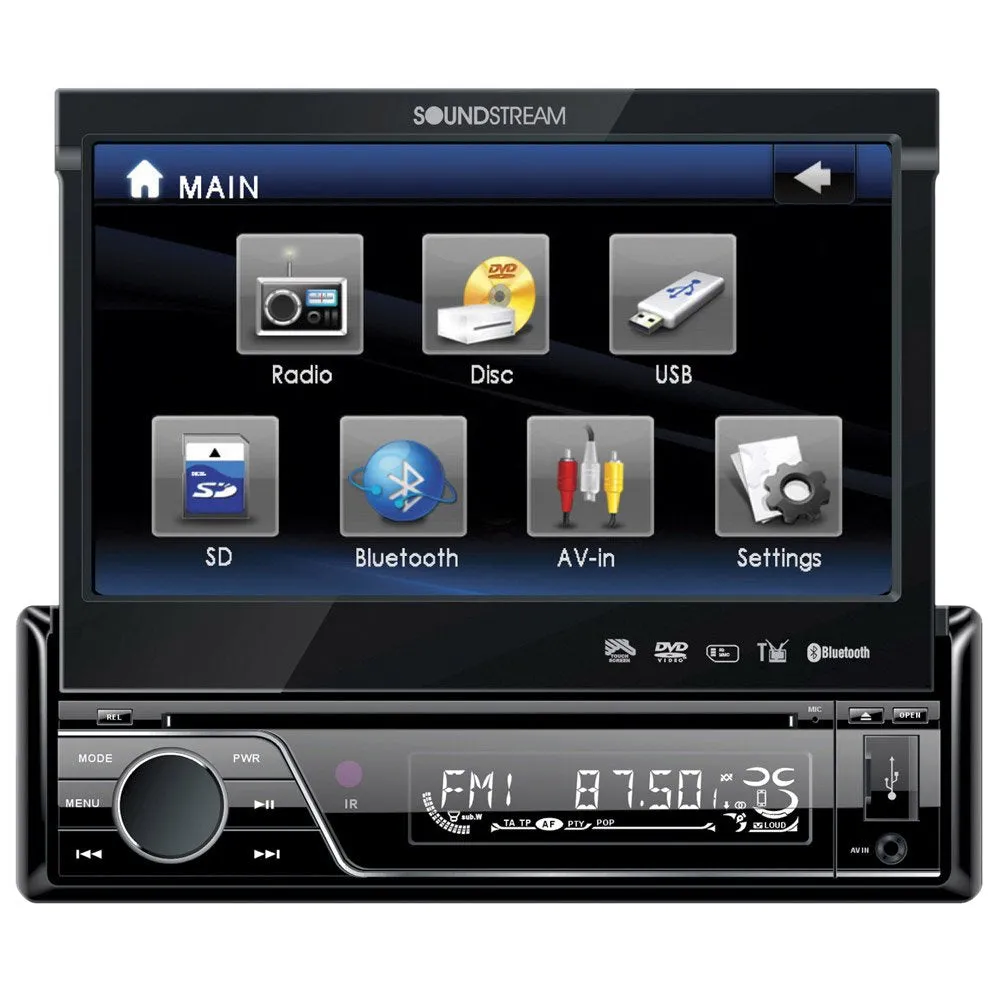 Soundstream Single-Din Bluetooth Stereo DVD Player with 7" w/Android Link