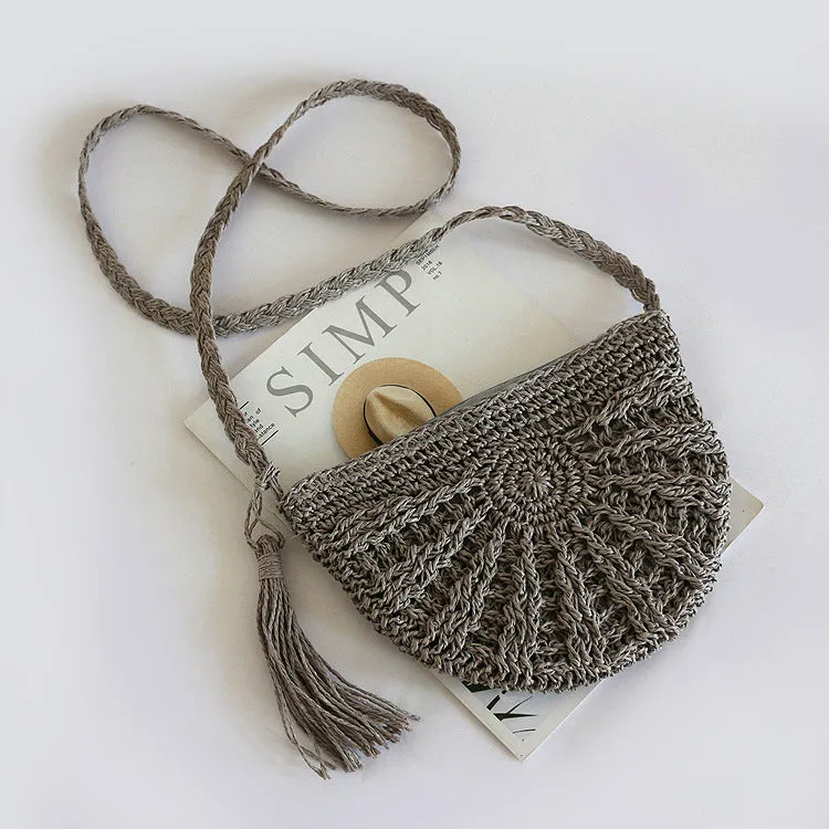 Straw Bag Embossed Pattern Woven Bag